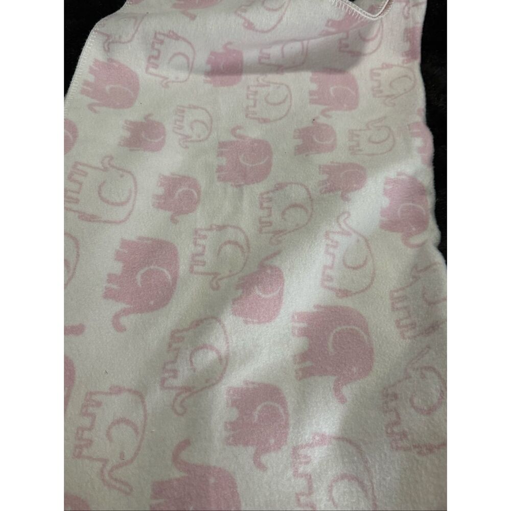 Pottery Barn Kids Pink White Elephant Baby Blanket Stitch Detail Edging Portugal